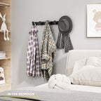 Coat Hook Wall Rack Hanger - Double Coat Rack with 5 Hooks Wall Hooks for Hanging Hat Key Bag Towel Wall Mount Coat Rack, Black 2 Packs