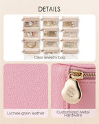Vlando Jewelry Travel Case with 12 Velvet Jewelry Bags Travel Jewelry Orgainzer for Girls Jewelry Box for Necklace Rings Earrings Bags Christmas Gifts for Women Girls(Pink)