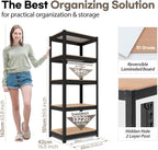 HOMEDANT House Black 5 Tier 24.4" W Laminated Metal Shelving Unit Adjustable Storage Utility Rack Heavy Duty Shelves Organization Multipurpose Shelf Kitchen Garage Pantry Closet 1 Pack