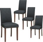 TLSUNNY Upholstered Dining Chairs Set of 2/4, Tufted Parsons Design with Nail Head Trim, Solid Wood Legs and Padded Seat, Comfortable Fabric for Dining Room, Kitchen (Gray, Set of 4)