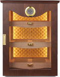 Luxury LED Display Cabinet with Spanish Cedar, Precision Hygrometer & Humidity Control - Elegant Walnut/Obsidian Storage for Premium Collections