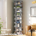 SpaceAid 9 Tier Rotating Shoe Rack Tower, Spinning Shoe Display Lazy Susan, Revolving 360 Shoe Rack Storage Round Carousel, Vertical Handbag Rotate Shoes Closet Organization (9-Tier Gray)