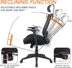 Ergonomic Office Chair for Big and Tall People, 400lb Computer Desk Chair with Adjustable 2D Headrest, Lumbar Support & Armrests, 5 Inch Thick Foam Cushion Seat, Mesh Rolling Chair for Work & Gaming
