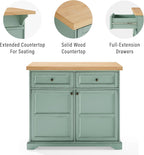 Crosley Furniture Holbrook Traditional Kitchen Island Breakfast Bar Table with Counter-Height Seating, Distressed Seafoam Blue