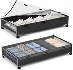 Under Bed Storage Containers with Wheels, 80L Extra-large Underbed Shoe Storage Organizer 2 Pack with Removable Lids, Large Rolling Under Bed Storage Dresser Drawers for Clothes Shoes Blankets