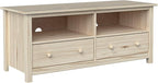 Handcrafted Solid Oak TV Stand Entertainment Center - Elegant Unfinished Media Console with Spacious Storage Drawers & Open Shelves - Sturdy Wood Cabinet Fits TVs up to 55 Inches