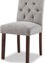 Dining Chairs Set of 4, Button Tufted Parsons Upholstered Chairs with Solid Wood Legs, Mordern Fabric Kitchen Chairs for Dining Room，Light Grey