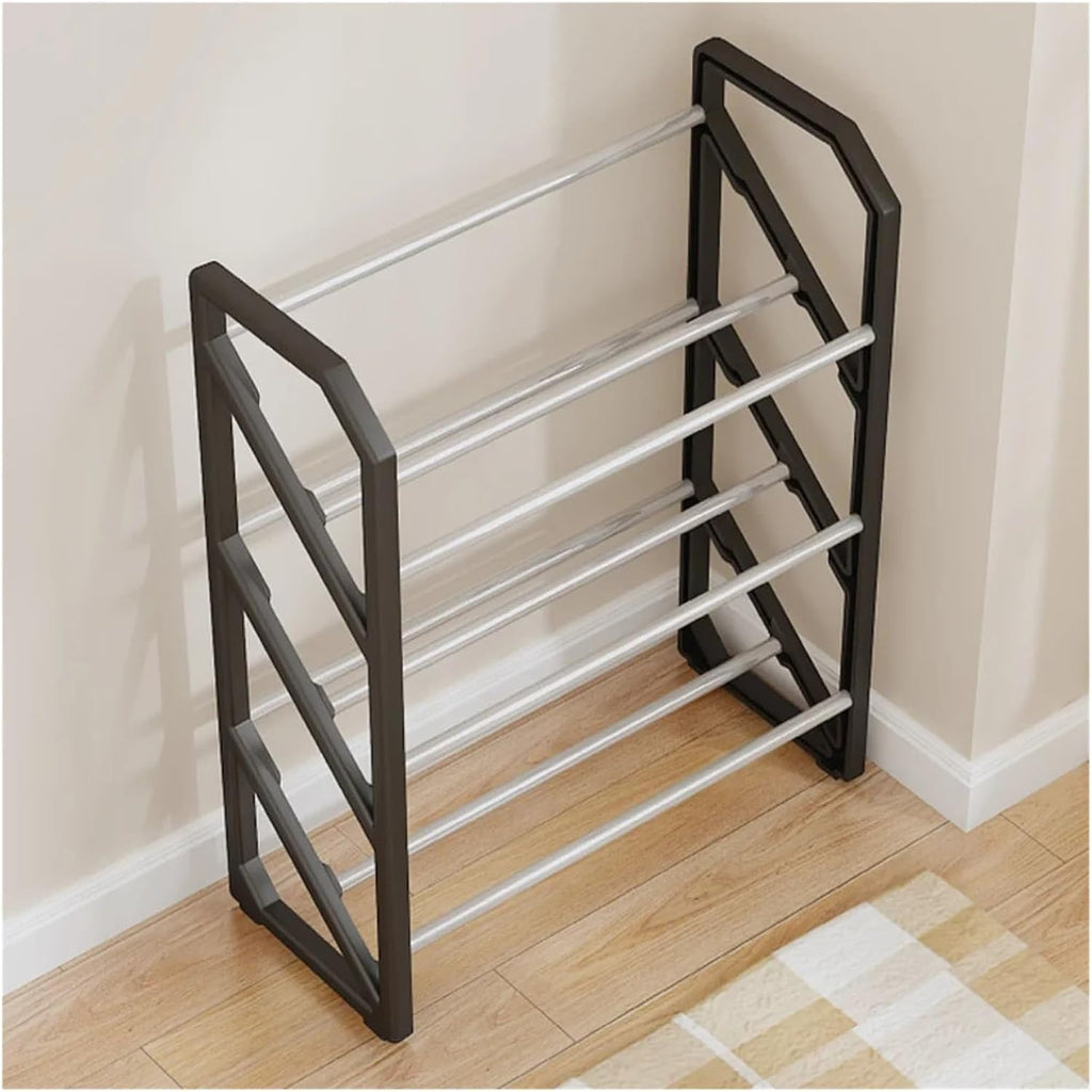 Simple Shoe Rack Ladder Style Shoe Cabinets Portable Doorway Shoe Rack Floor Standing Household Shoe Organizer Storage(Black)