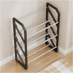 Simple Shoe Rack Ladder Style Shoe Cabinets Portable Doorway Shoe Rack Floor Standing Household Shoe Organizer Storage(Black)