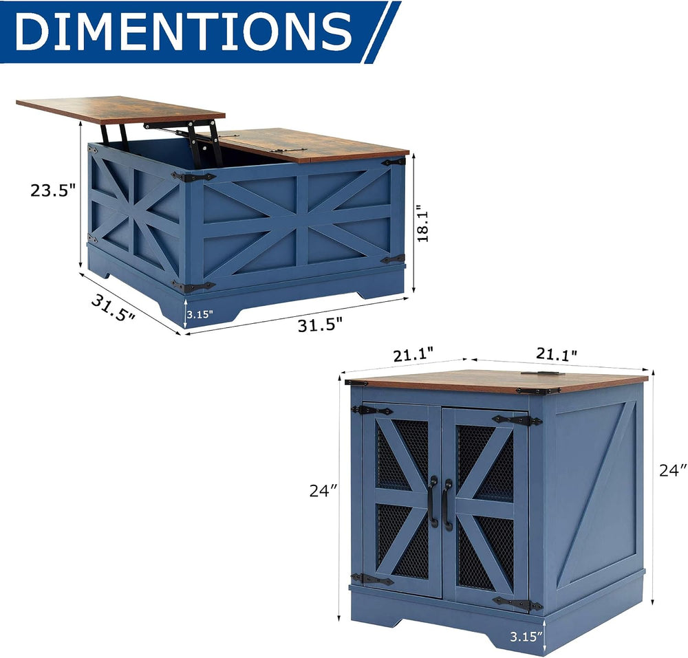 Farmhouse Coffee Table and End Table Sets of 3, 3 Piece Living Room Tables Se...