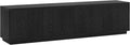 Henn&Hart Fluted TV Stand for TVs up to 85" with 2 Concealed Ribbed Storage Cabinets and Adjustable Shelves for Living Room, Family Room, or Office, Natural Black
