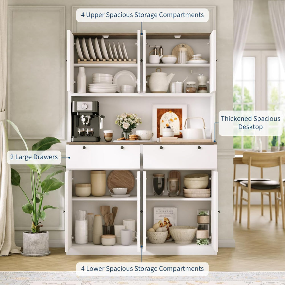 GarveeHome 71" Tall Kitchen Pantry Cabinet with Charing Station | 2 Draw...