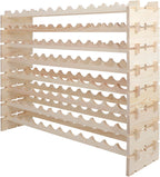 96 Bottle Modular Wine Rack Freestanding Floor Wine Holder, Stackable Wine Storage Rack Display Shelves, Solid Wood - Wobble-Free (96 Bottles)