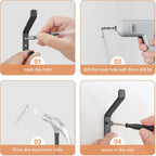 10-Pack Coat Hook for Hanging, 20LB (Max), Stainless Wall Hooks for Towel, Hat, Backpack, Key, Clothes, Wall Mounted Coat Hanger for Closet, Metal, Black, 3.75"