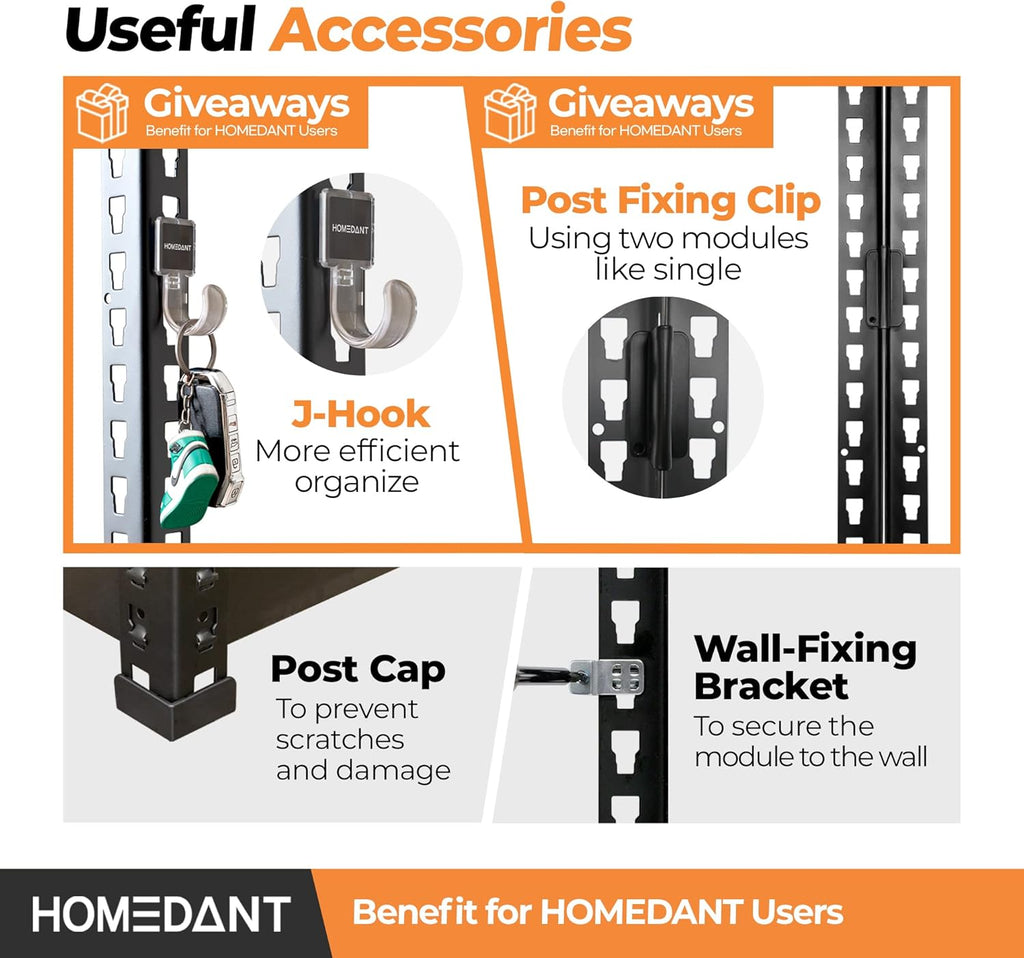 HOMEDANT 5 Tier Storage Shelves Adjustable Laminated Boltless Garage Metal Shelving Unit Heavy Duty Utility Rack Shelf Warehouse Pantry Closet Kitchen (10, (S) 28" W, Black)