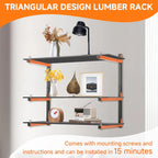 6 Pack Lumber Rack Wall Mount, Heavy Duty Wood Storage Racks, 9-Level System Organizer Shelving, 1080 LBS Capacity Hanging Garage Shelves, Orange Brackets Utility Metal Shelf for Indoor and Outdoor
