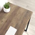 FOLUBAN Industrial Computer Desk, Rustic Wood and Metal Writing Desk, Vintage PC Table for Home Office, Oak 60 inch