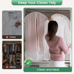 Carbrea 12 Pack Translucent Garment Bags for Hanging Clohes - 24" x 42" | Thick PEVA Materials, Smooth Zipper, with Zipper Protection, Breathable, Washable, Reusable, for Closet Storage, Travel Use
