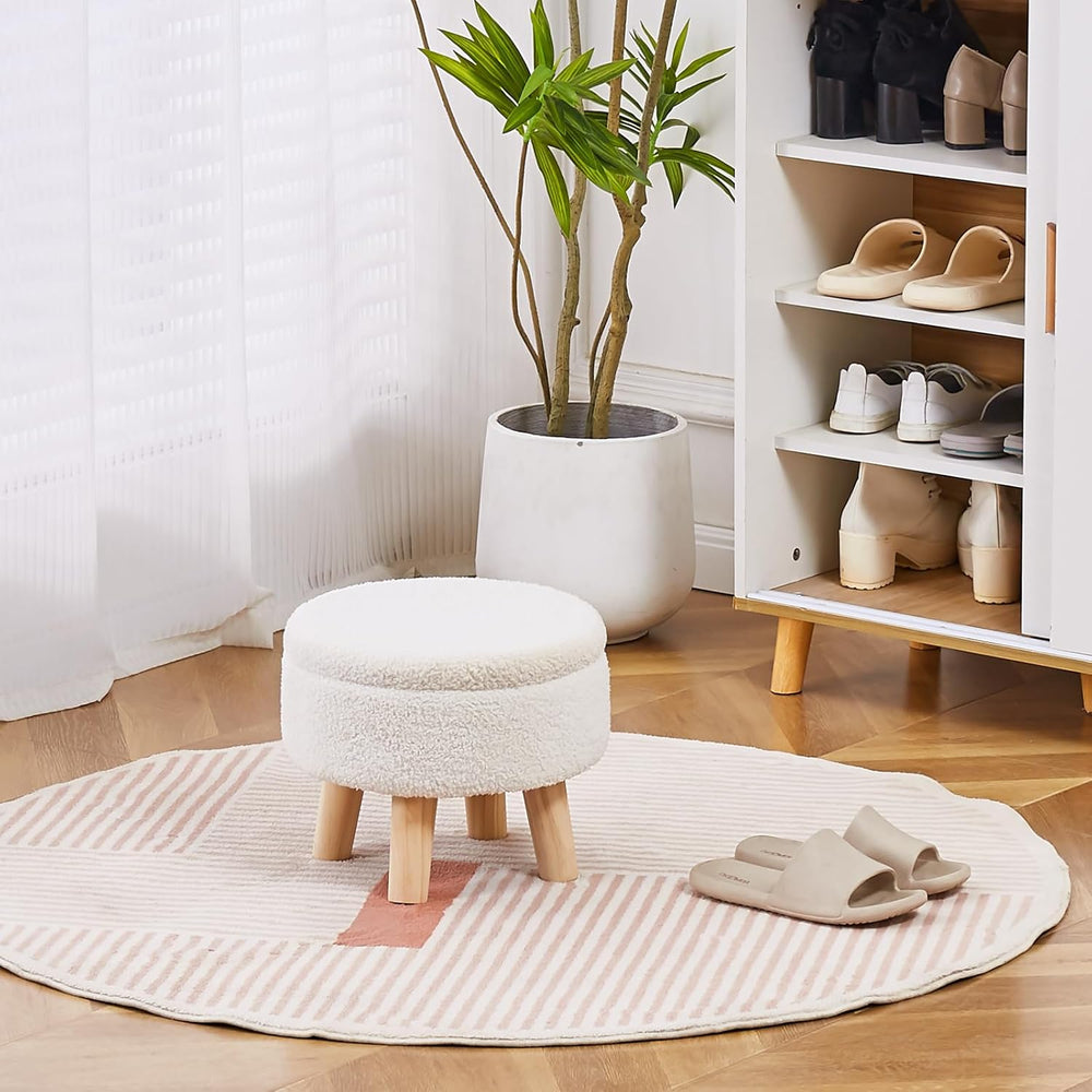 Wimarsbon Storage Ottoman, Modern Round Footrest with Soft Padded Seat, Teddy...