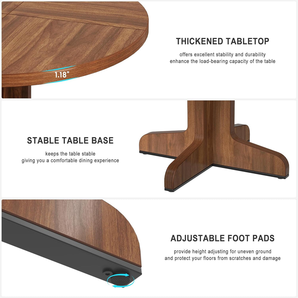 IDEALHOUSE Round Dining Table for 4, 47 Inches Dining Room Table with Wooden ...