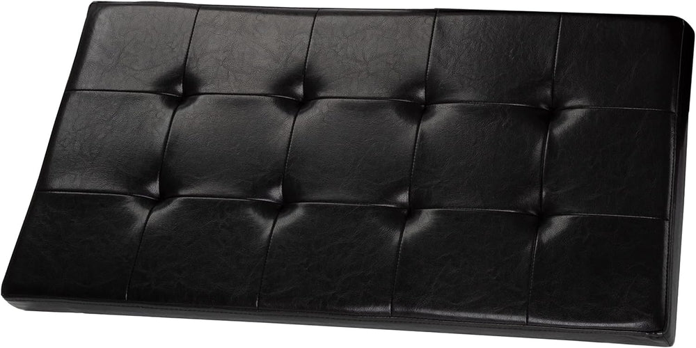 Lavish Home Storage Ottoman - 30-Inch Folding Faux Leather Footrest, Linen Ch...