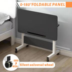 Rolling Desk Adjustable Height,Portable Laptop Desks,Small Standing Desk with Wheels for Home Office (31.50 * 15.75,Black)