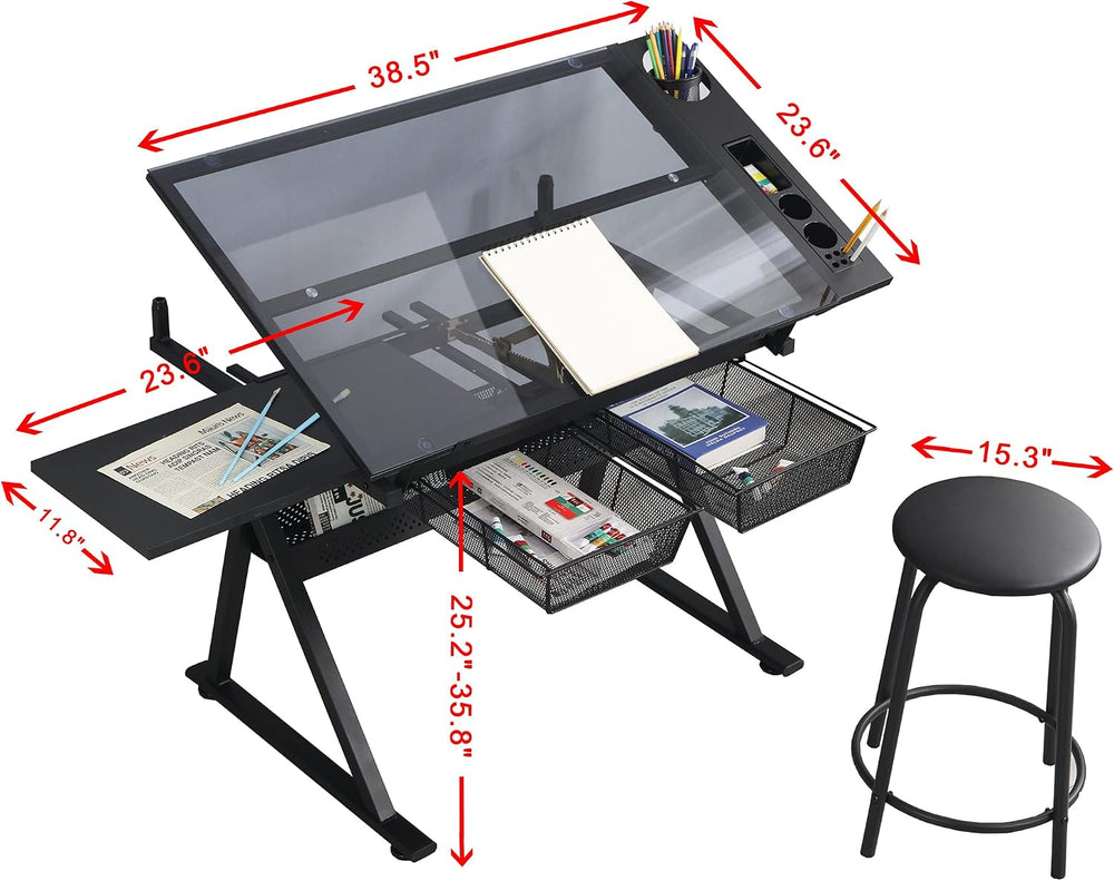Drafting Table Adjustable for Artists - Art Drawing Desk with Storage for Pai...