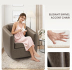 COLAMY 360° Swivel Accent Chair Set of 2 with Pillow, Leather Living Room Armchair No-Sag Foam & Sturdy Metal Base, Fully Assembled Swivel Single Sofa for Bedroom Living Room, Reading Room, Wolf Grey