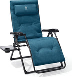 EVER ADVANCED Aluminum Zero Gravity Chair, 2.4" Padded, 350 lb Capacity | Oversized Reclining Lounge Chair with Adjustable Headrest and Side Table, Foldable for Camping, Patio, Lawn and Indoor Use