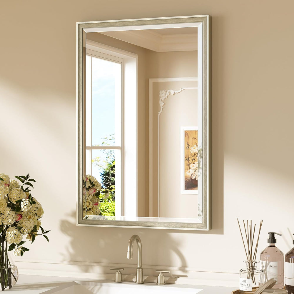 Keonjinn Brushed Nickel Bathroom Mirrors for Over Sink 20" x 30", R...