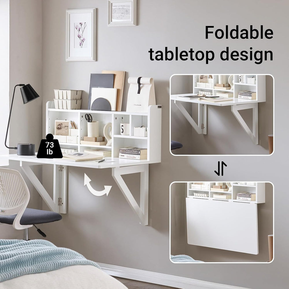 SoBuy Wall Mounted Folding Table | Floating Desk for Small Spaces, Fold Down ...