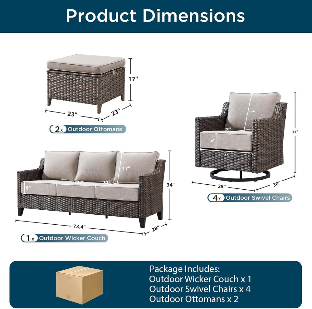 Luxury 7 Pieces Outdoor Patio Furniture Set-All Weather Outdoor Swivel Rocker...