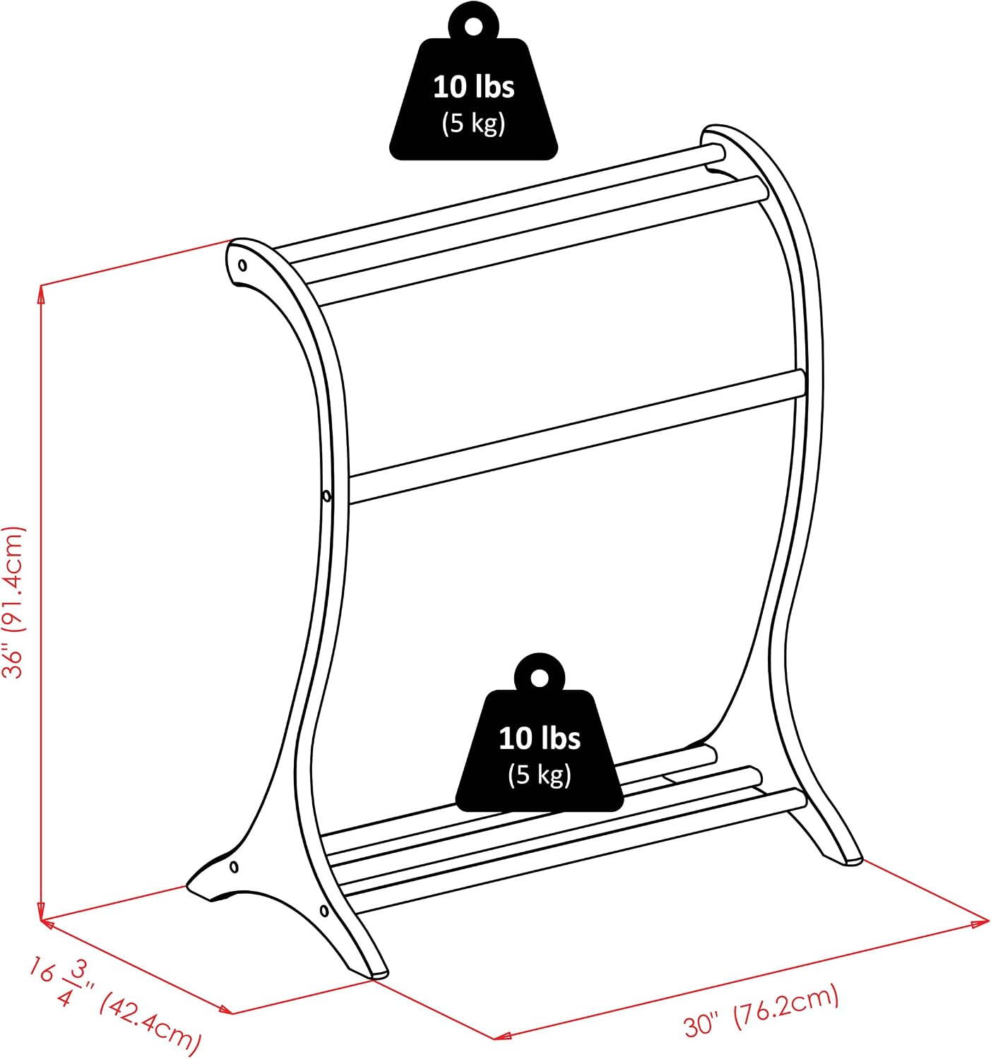 Winsome Bella Blanket Rack in Walnut Finish