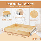 Menkxi 2 Set Pull out Tray Cabinet Organizer Wooden Pull Drawers storage Slide out Pantry Shelf for Base Cabinet Kitchen Gentle Close Fully Assembled Accessories(Wood Color,24'' X 21'' X 3'')