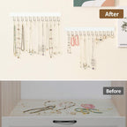 ZEDODIER 2 Pack Necklace Organizer Wall Mount, Wooden Jewelry Hanger Necklace Holder with 24 Hooks,Hanging Jewelry Organizer, White