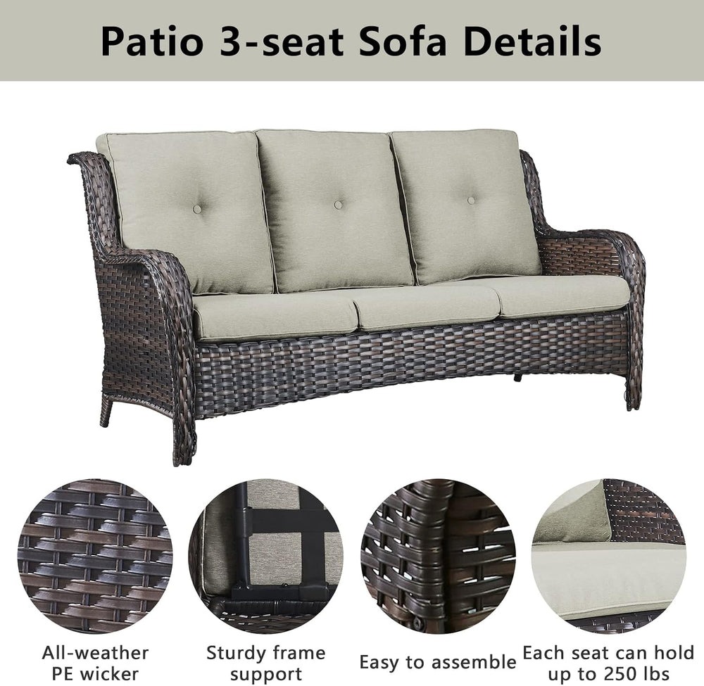Belord 8 Piece Wicker Patio Furniture Set, Outdoor Swivel Rocker Chairs Set o...