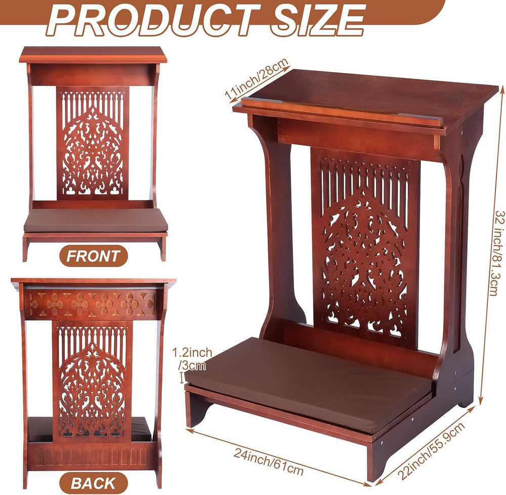 Colingmill Tree of Life Church Prayer Bench Stool Wooden Padded Kneeler with ...