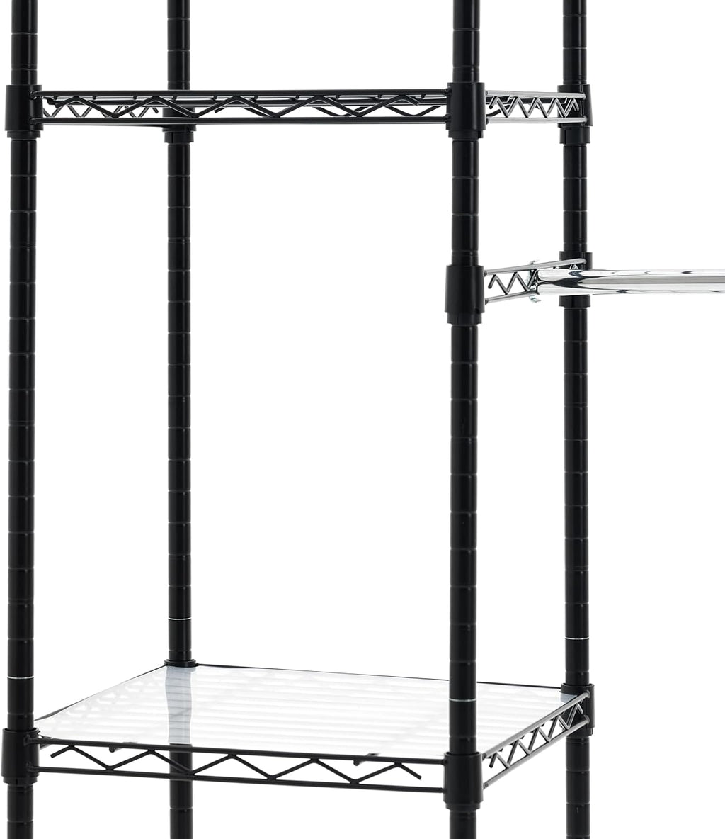 Amazon Basics Expandable Metal Hanging Closet Organizer System with Storage Shelves, Adjustable, Easy to Assemble, 57-80"L x 14"W x 72"H, Black