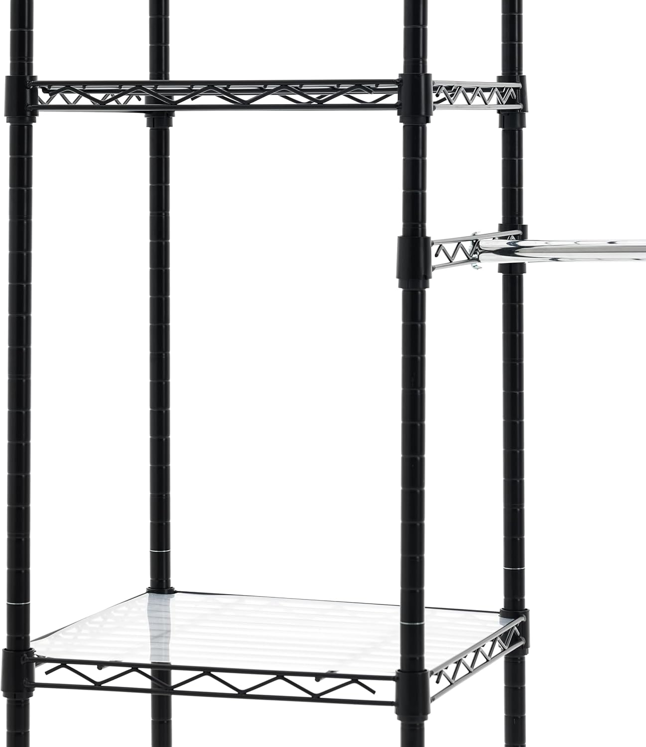 Amazon Basics Expandable Metal Hanging Closet Organizer System with Storage Shelves, Adjustable, Easy to Assemble, 57-80"L x 14"W x 72"H, Black