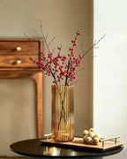 Brown Fluted Glass Vase, 9.8 Inch Thick-Wall Cylindrical for Flowers | Wide Smooth Opening, Weighted Thick Base, Tabletop Centerpiece