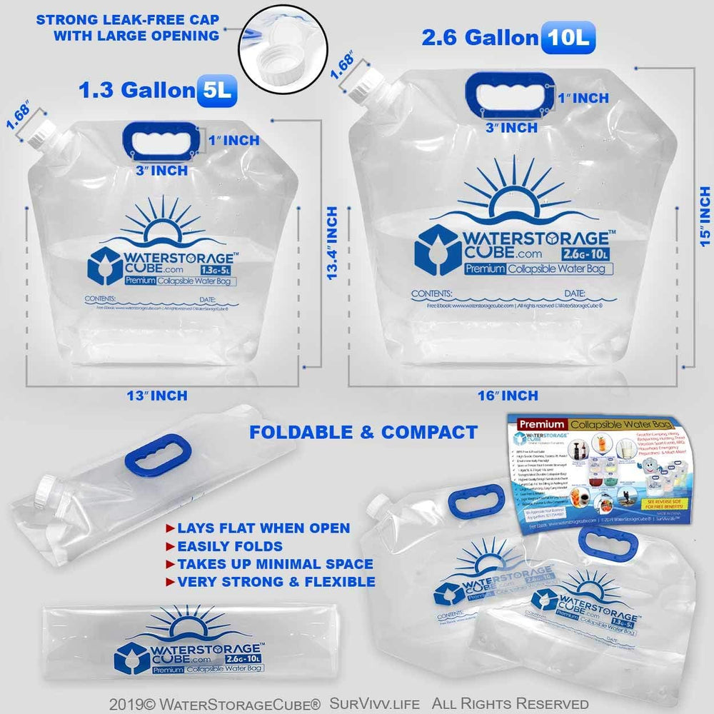 WaterStorageCube Premium Collapsible Water Container Bags