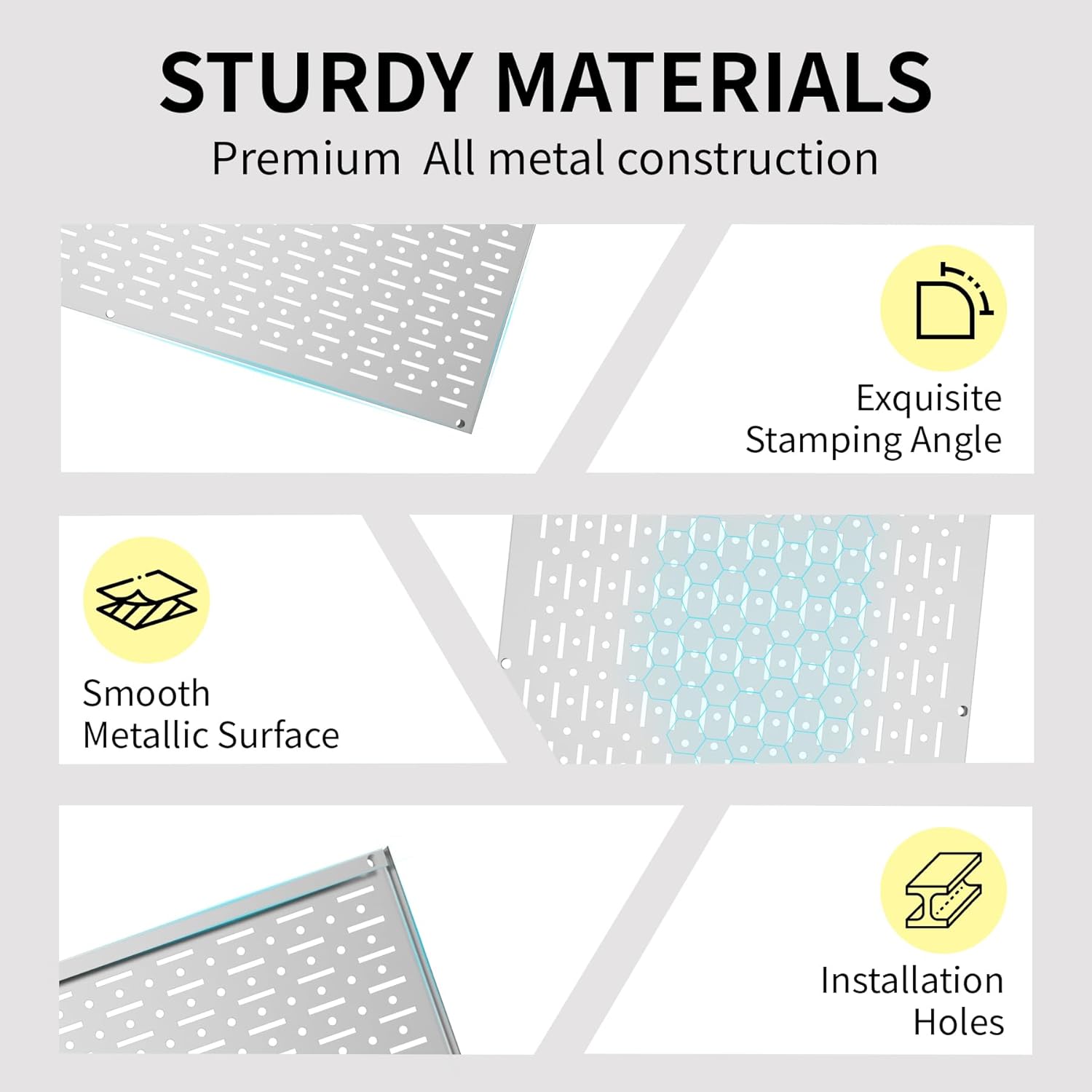 Pegboard Wall Organizer 2 PCS 32" x 16" Silvery Peg Board Metal Pegboard Panels for Garage Tool Storage