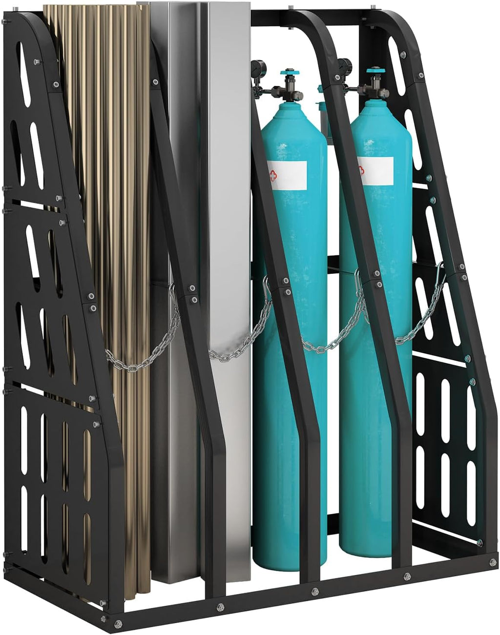 Vertical Bar Rack 1500 LB Capacity, 4 Bays Storage Rack 47" W x 24" D x 60" H, Long Parts Metal Rack, Lumber Conduit Pipe Storage Rack for Garage Storage, Black