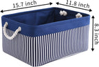 TcaFmac Storage Basket for Organizing - Large 4 Pack Foldable Storage Bins Baskets for Shelves with Ropes, Fabric Storage Cubes for Cloth Toy Gift Kids (Navy & White 16x12x8 inch)