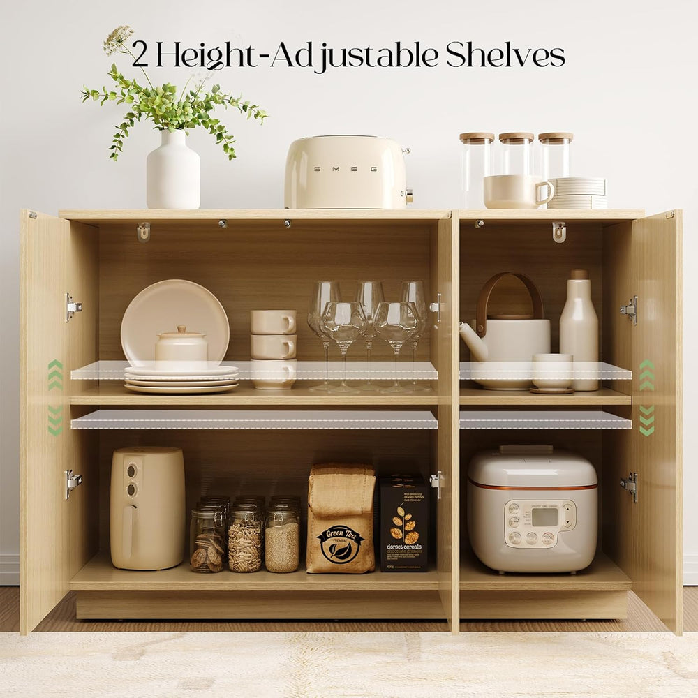Sideboard Buffet Cabinet with Storage - 47" Fluted Coffee Bar Cabinets C...