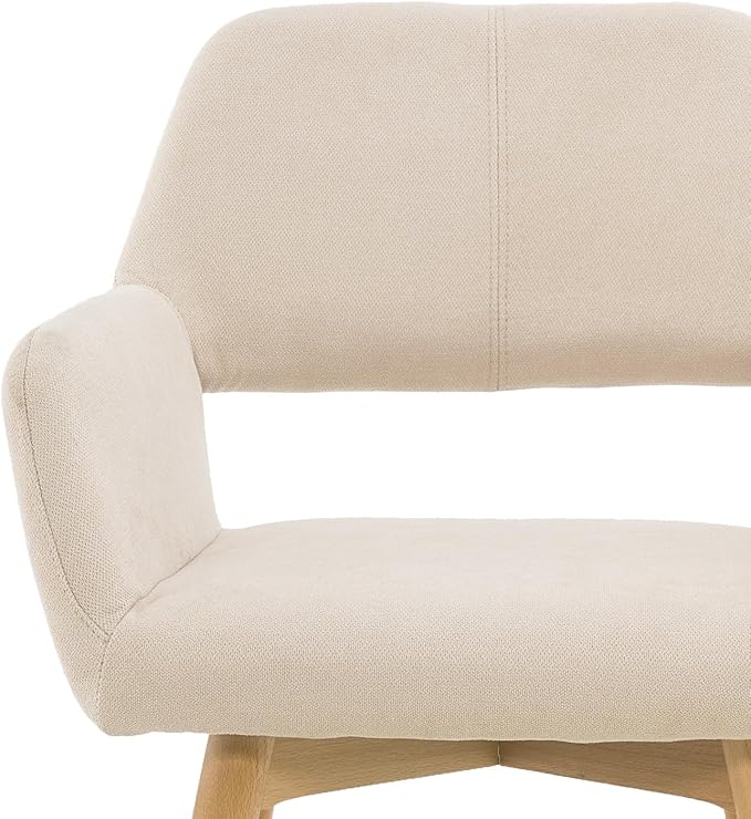 Mid Century Modern Dining Chairs Set of 2 & 4 & 6 Comfy Accent Chair Upholstered Kitchen Dining Living Room Chairs for Bedrooms Waiting Room Home Arm Desk Chair No Wheels (Beige, 2)