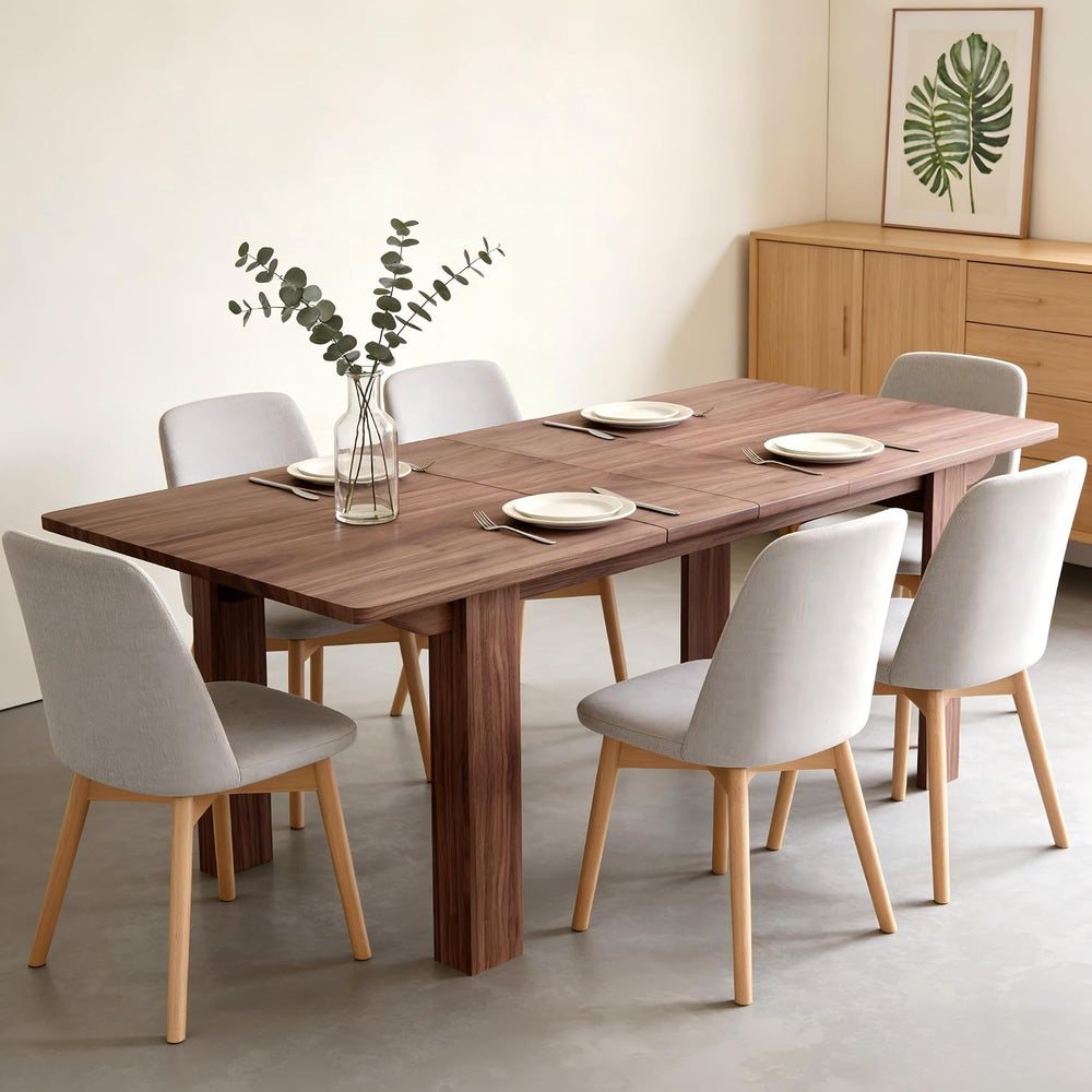 55" to 86" Expandable Dining Table with Slide-Out Leaf for 6 10 Peo...