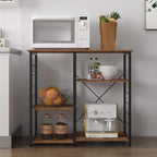 SogesPower Kitchen Baker's Rack, 3-Tier Microwave Stand Storage Rack with Different Height,Vintage Coffee Station with 5 Hooks,Organizer Workstation for Kitchen, Living Room and Corridor