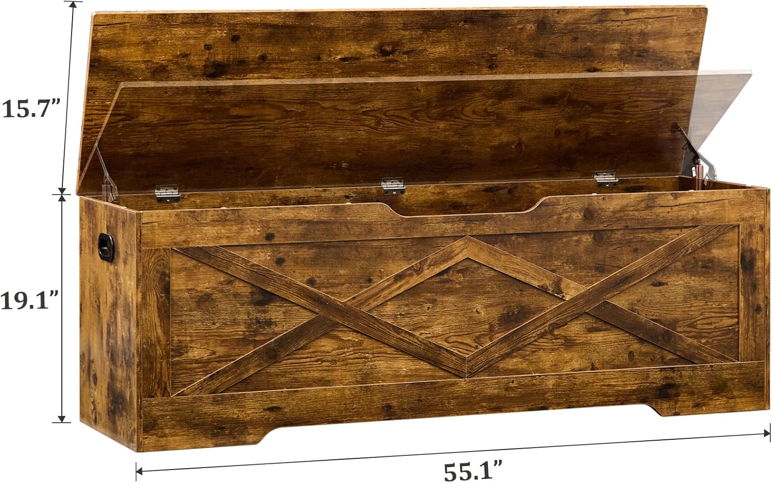 55.1" Storage Bench,Storage Chest for Entryway, Mudroom & Bedroom | 55.1L”x15.7W”x19.1H” Wooden Storage Bench,Storage Trunk with 2 Safety Hinges,Supports 220 lb,Easy Assembly(Rustic Brown)