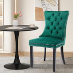SoarFlash Kitchen Table and Chairs for 2, 31.5" Dining Table Set for 2 with Velvet Upholstered Chairs, 3 Piece Round Kitchen Table Set, Dining Room Table Set for Small Space, Apartment, Green/Black